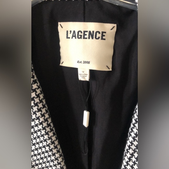 L'AGENCE Candra Women's Blazer Jacket Zippers Houndstooth NEW - Picture 5 of 6